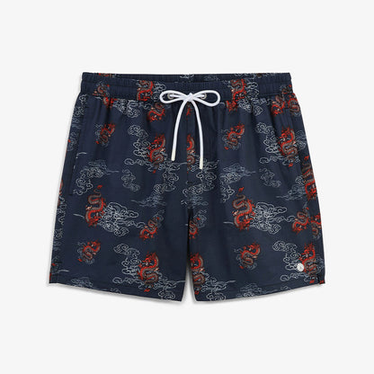 Short de bain imprime dragons Nestor bleu marine HOMME SERGE BLANCO