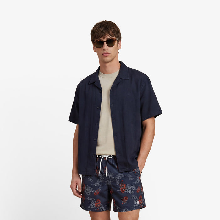 Short de bain imprimé dragons Nestor bleu marine