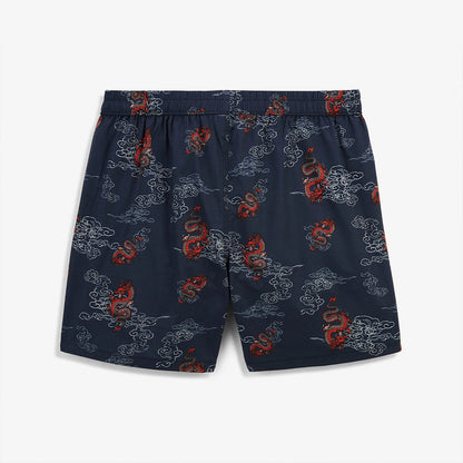 Short de bain imprime dragons Nestor bleu marine HOMME SERGE BLANCO