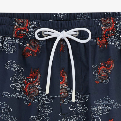 Short de bain imprime dragons Nestor bleu marine HOMME SERGE BLANCO