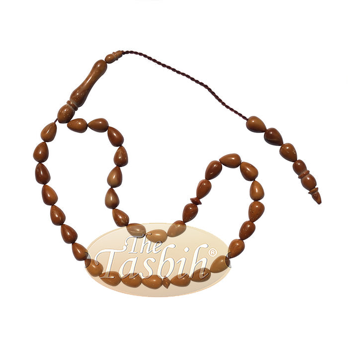 Small Kuka Tasbih Islamic Prayer Beads 6.5x9 mm Pear-Shaped Natural Color Genuine Turkish Tasbih Style Sibha