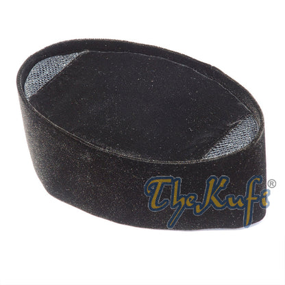 Solid Black Velveteen Peci Songkok Hats Kufi (10 cm Tall)