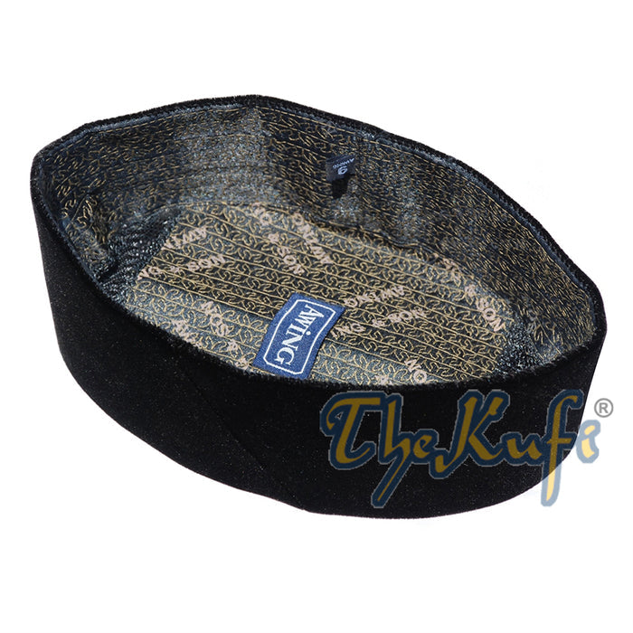 Solid Black Velveteen Peci Songkok Hats Kufi (10 cm Tall)