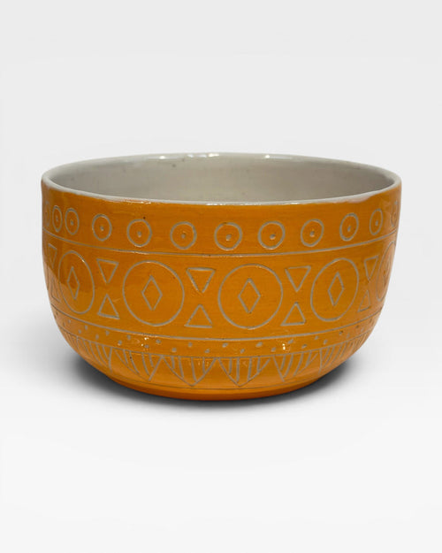 Soup Bowl, carved - orange