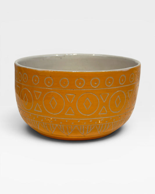 Soup Bowl, carved - orange
