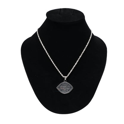 Sterling Silver Eye-Shaped "Wa In Yakaadu" Evil Eye Islamic Pendant
