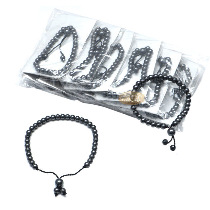 Stone Bracelet 33-Bead Hematite 6 mm Beads without Dividers Zikr