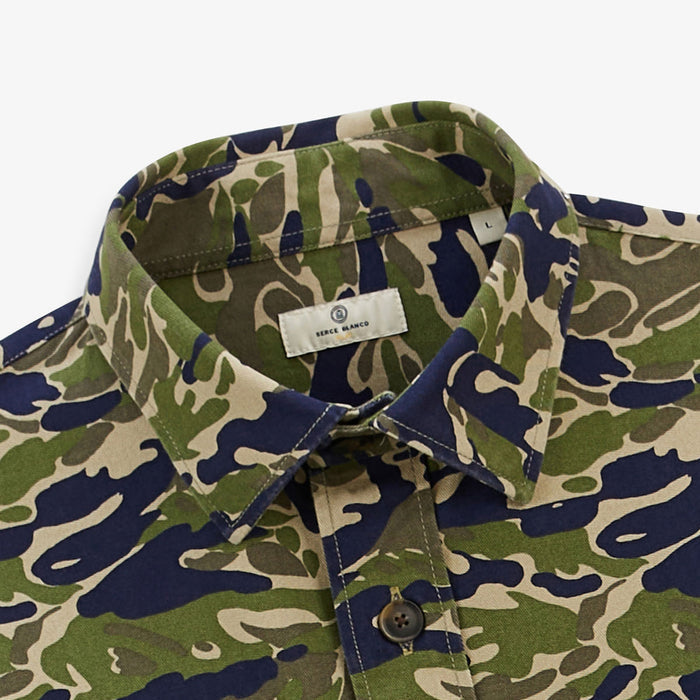 Chemise Manches Longues En Coton Motif Camouflage Deux Poches Poitrine Clovis Homme SERGE BLANCO