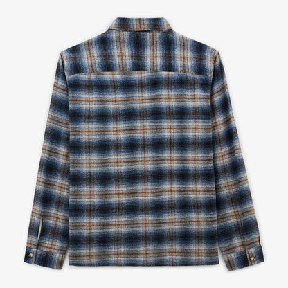 Chemise Manches Longues Flanelle Brossée à Carreaux Bleue Clovis Double Poche Poitrine Homme SERGE BLANCO