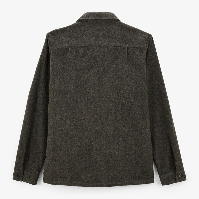 Surchemise manches longues en tissu twill écru avec zip marron Clovis Homme SERGE BLANCO