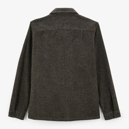 Surchemise manches longues en tissu twill écru avec zip marron Clovis Homme SERGE BLANCO