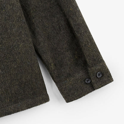 surchemise manches longues en tissu twill écru avec zip marron Clovis Homme SERGE BLANCO
