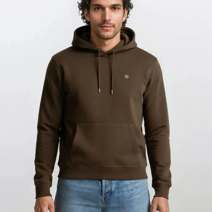 Sweat à capuche hoodie marron cafe en coton homme SERGE BLANCO