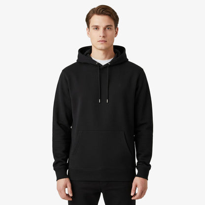 Sweat à capuche hoodie noir en coton homme SERGE BLANCO