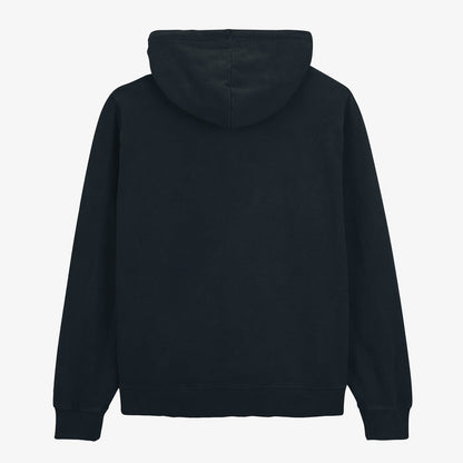 Sweat à capuche zippé teinture old en coton bleu marine
