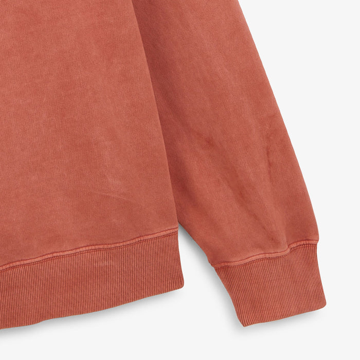Sweat à Capuche Zippé Teinture Old en Coton Orange Rouille Homme SERGE BLANCO