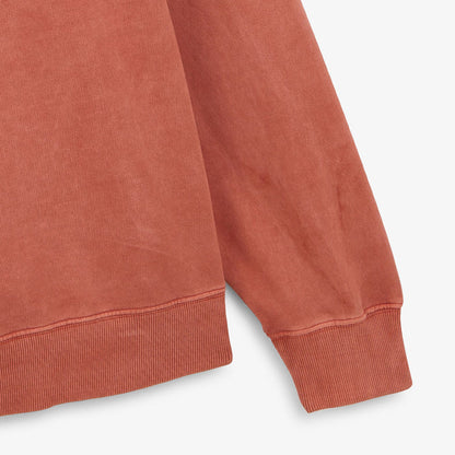 Sweat à Capuche Zippé Teinture Old en Coton Orange Rouille Homme SERGE BLANCO