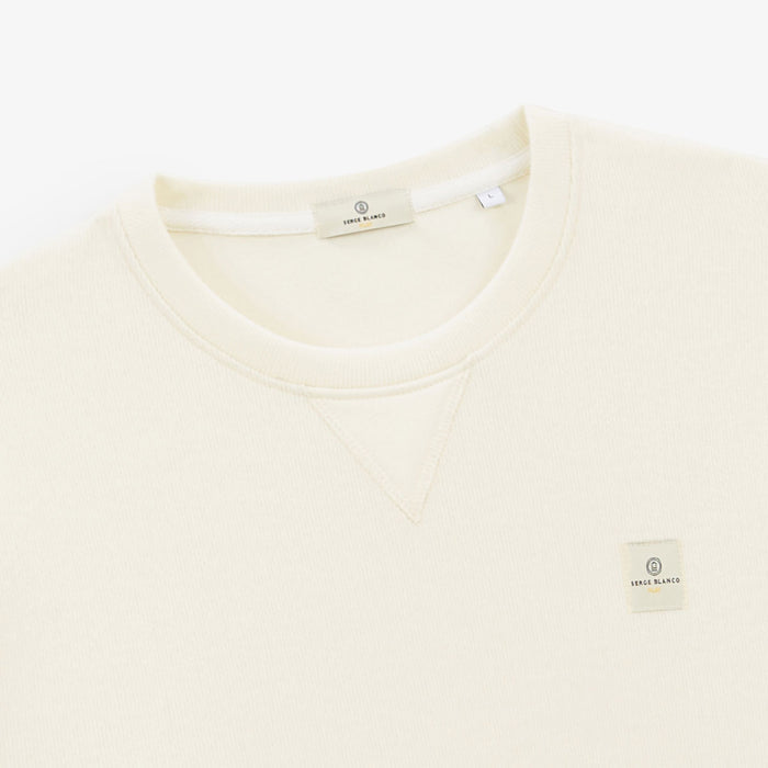 Sweat à Col Rond Uni Blanc Ivoire Homme SERGE BLANCO