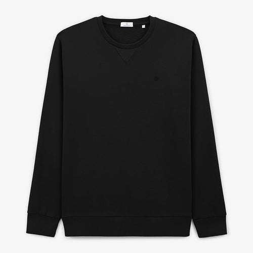 Sweat avec col rond noir uni en coton homme SERGE BLANCO