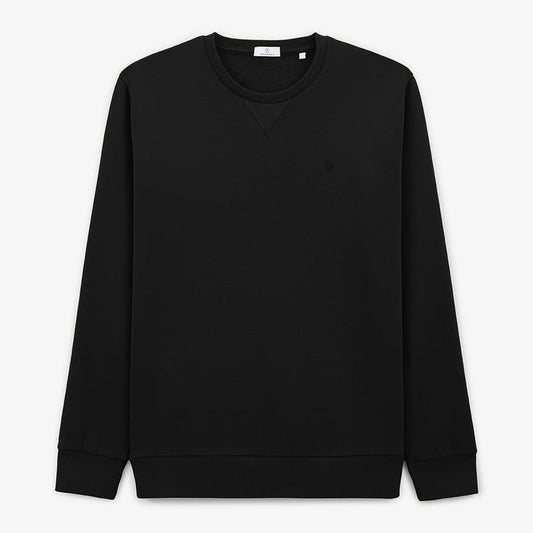 Sweat avec col rond noir uni en coton homme SERGE BLANCO