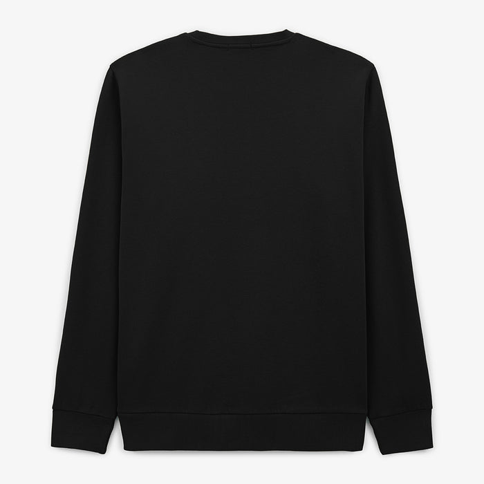 Sweat avec col rond noir uni en coton homme SERGE BLANCO