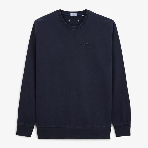 Sweat col rond Archives Teinture Old en Coton Bleu Marine Homme SERGE BLANCO