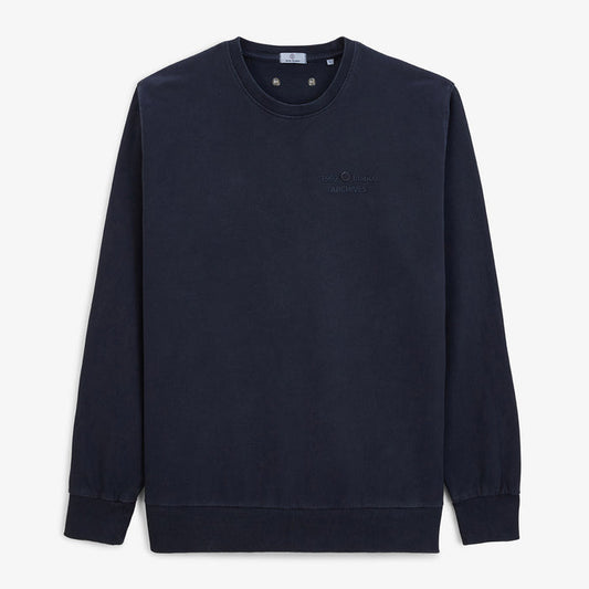 Sweat col rond Archives Teinture Old en Coton Bleu Marine Homme SERGE BLANCO