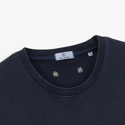 Sweat col rond Archives Teinture Old en Coton Bleu Marine Homme SERGE BLANCO