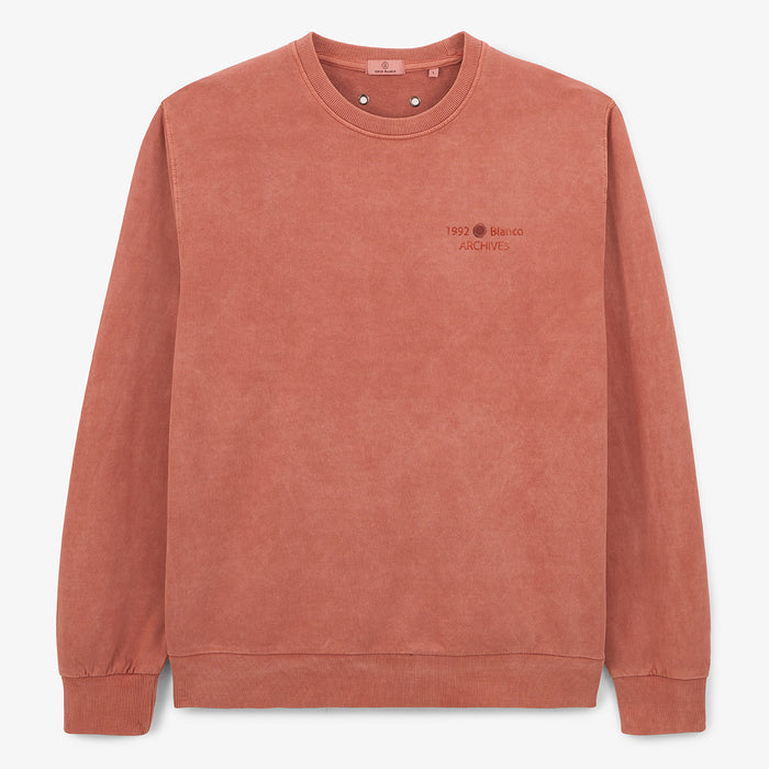 Sweat col rond Archives teinture old en coton orange rouille Homme SERGE BLANCO