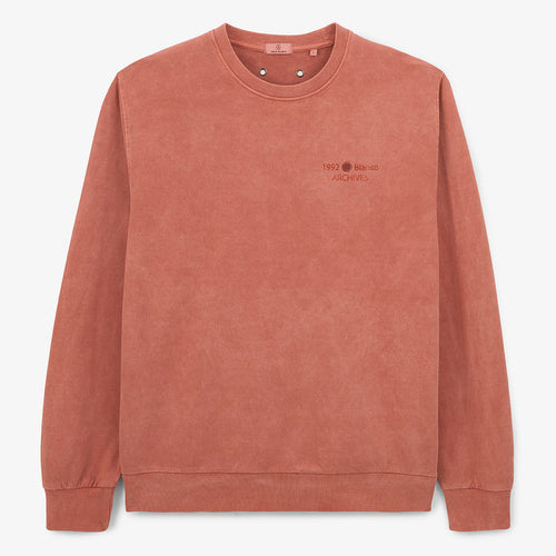 Sweat col rond Archives teinture old en coton orange rouille Homme SERGE BLANCO