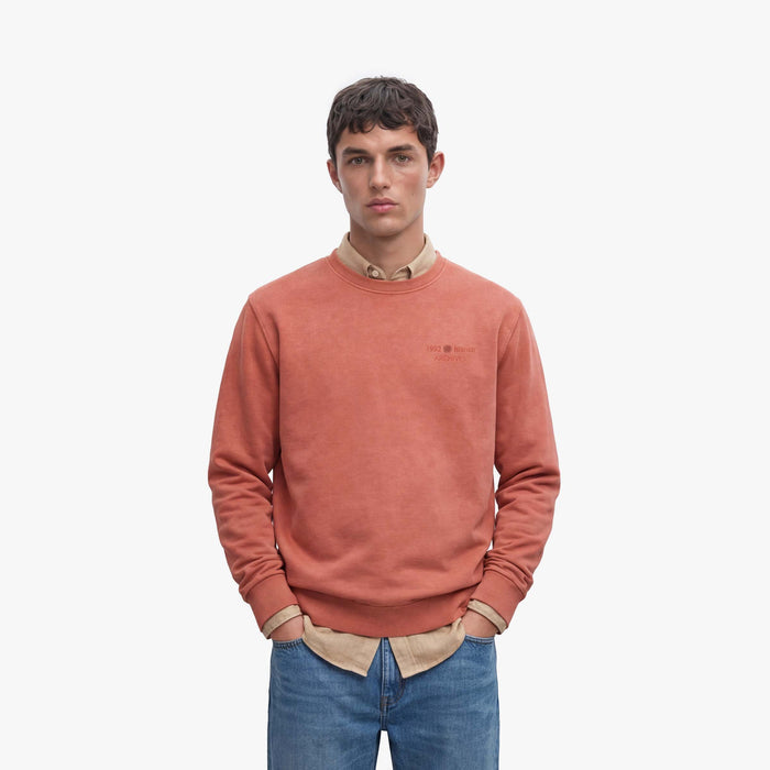 Sweat col rond Archives teinture old en coton orange rouille