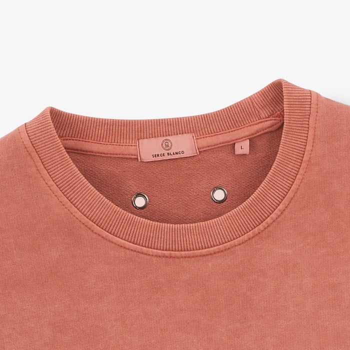 Sweat col rond Archives teinture old en coton orange rouille Homme SERGE BLANCO