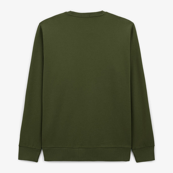 Sweat col rond uni vert army en coton homme SERGE BLANCO