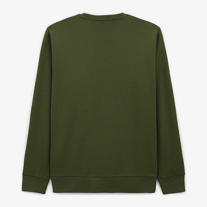 Sweat col rond uni vert army en coton homme SERGE BLANCO