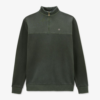 Sweat en coton avec col zippe vert anglais homme SERGE BLANCO