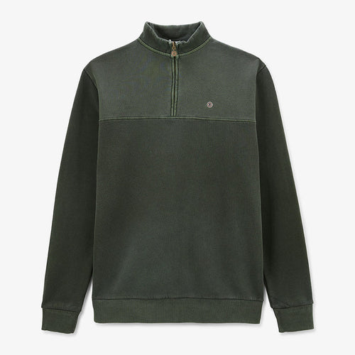 Sweat en coton avec col zippe vert anglais homme SERGE BLANCO
