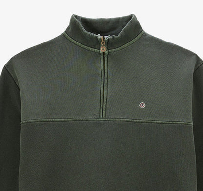 Sweat en coton avec col zippe vert anglais homme SERGE BLANCO