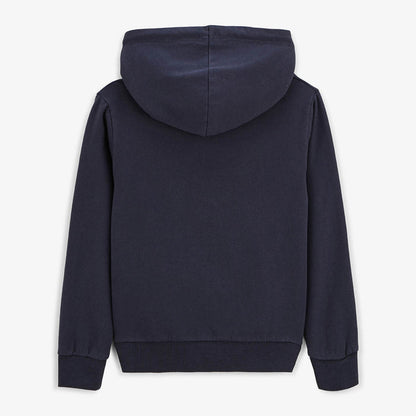Sweat garçon à capuche en coton Sidney zippé bleu dark navy serge blanco 2