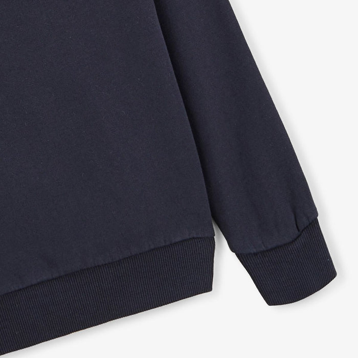 Sweat garçon à capuche en coton Sidney zippé bleu dark navy serge blanco 4