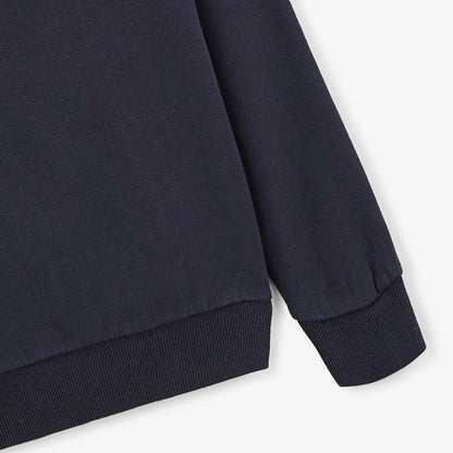 Sweat garçon à capuche en coton Sidney zippé bleu dark navy serge blanco 4