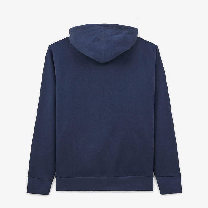 Sweat molleton à capuche en coton Sidney zippé bleu marine homme serge blanco