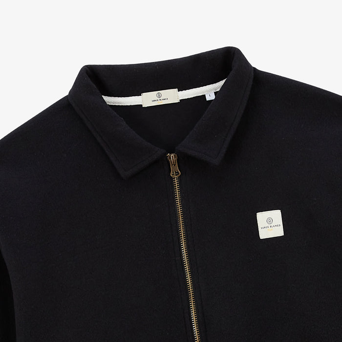 Sweat Zippé Avec Col Polo Souleman Noir Homme SERGE BLANCO