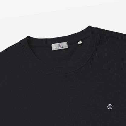 T-shirt Col Rond en Coton Gaufré Théo Bleui Foncé Homme SERGE BLANCO