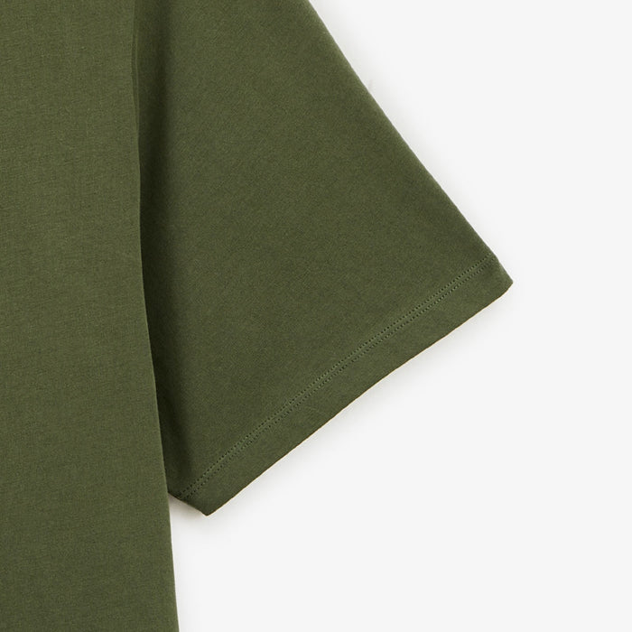 T-shirt col rond en coton imprime poitrine vert militaire HOMME SERGE BLANCO
