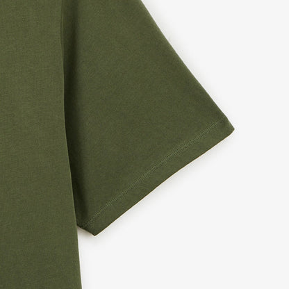 T-shirt col rond en coton imprime poitrine vert militaire HOMME SERGE BLANCO