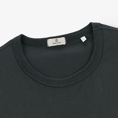 T-shirt Col Rond En Jersey De Coton Gris Carbone Imprimé Dos Homme SERGE BLANCO