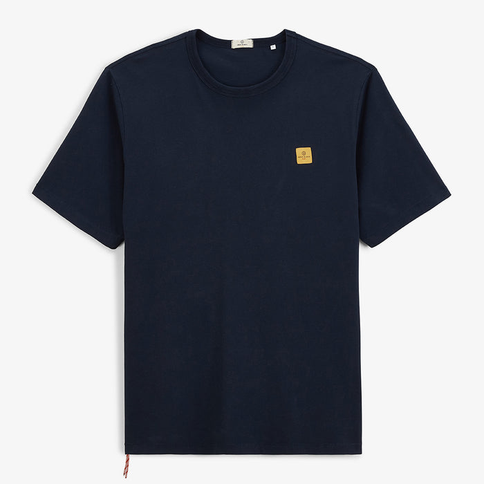 T-shirt Col Rond En Jersey de Coton Imprimé Dos Bleu Marine Homme SERGE BLANCO