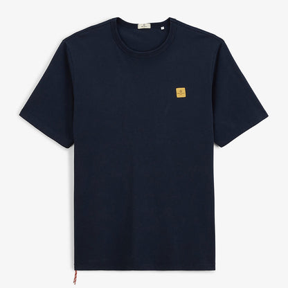 T-shirt Col Rond En Jersey de Coton Imprimé Dos Bleu Marine Homme SERGE BLANCO