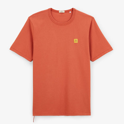 T-shirt Col Rond En Jersey de Coton Imprimé Dos Orange Rouille Homme SERGE BLANCO