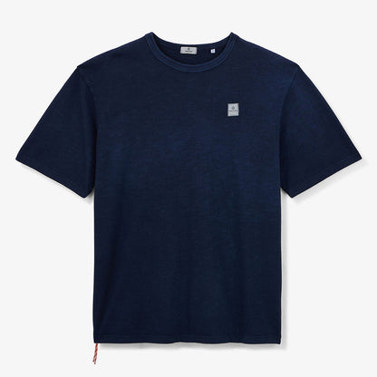 T-shirt col rond en jersey de coton slub pigment dye bleu marine HOMME SERGE BLANCO